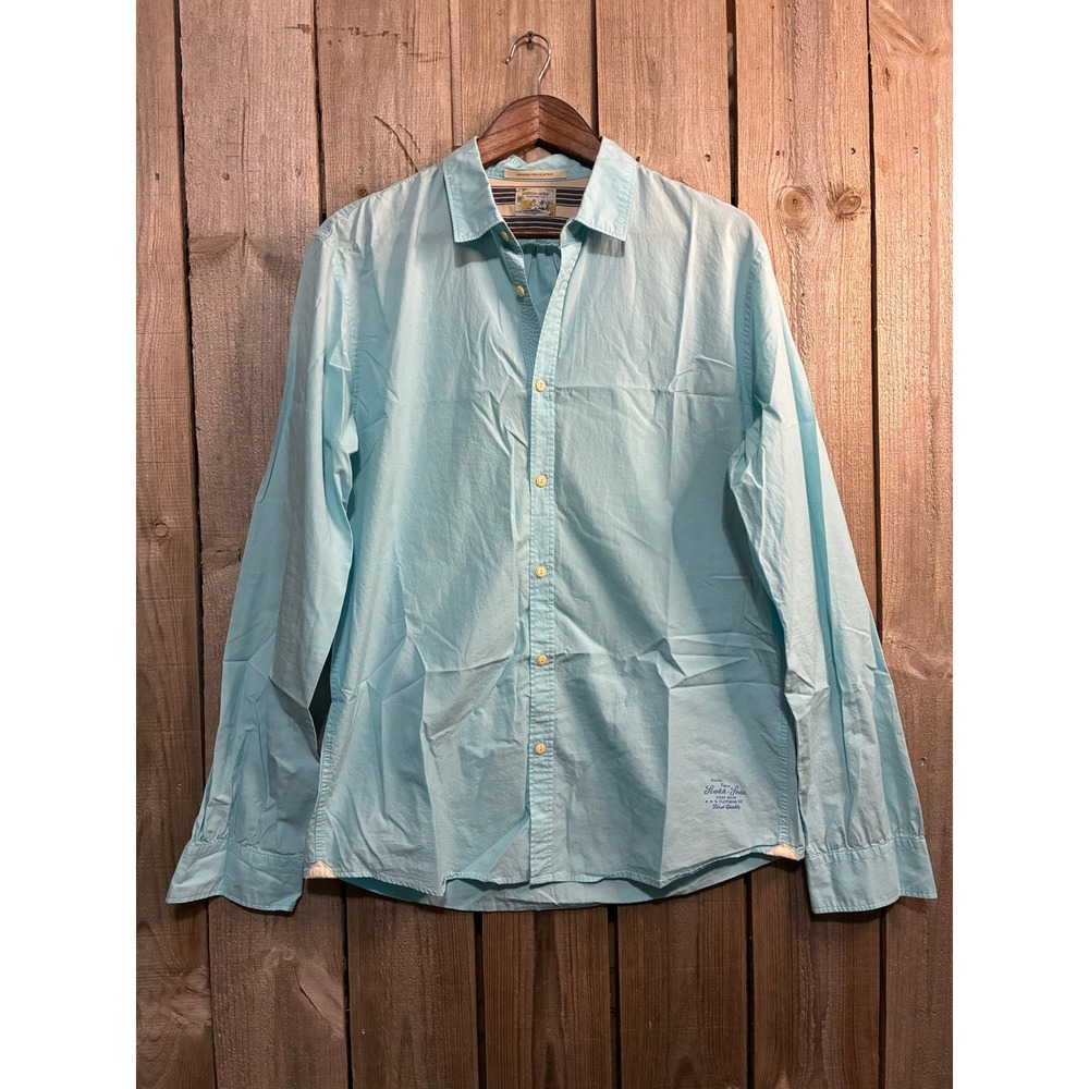 Scotch & Soda Mens XL Blue Cotton Button Down Shirt Monsieur Provocateur 1401-02